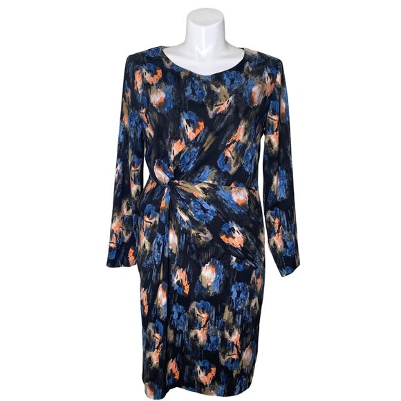 NYDJ Black Melting Ikat Twist Front Dress, Long Sleeves Women's Size 16 - Picture 3 of 13